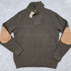 Duluth Trading Co Sweater Mens M Brown Shawl‎ Collar Button Pullover Utility